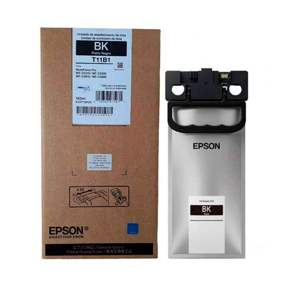 Tinta Epson Negro T11B120-AL WorkForce C5310-5390 & C5810-5890, 143ML TINTA EPSON T11B120 BLACK 143ml Alto Rendimiento - Imagen 1